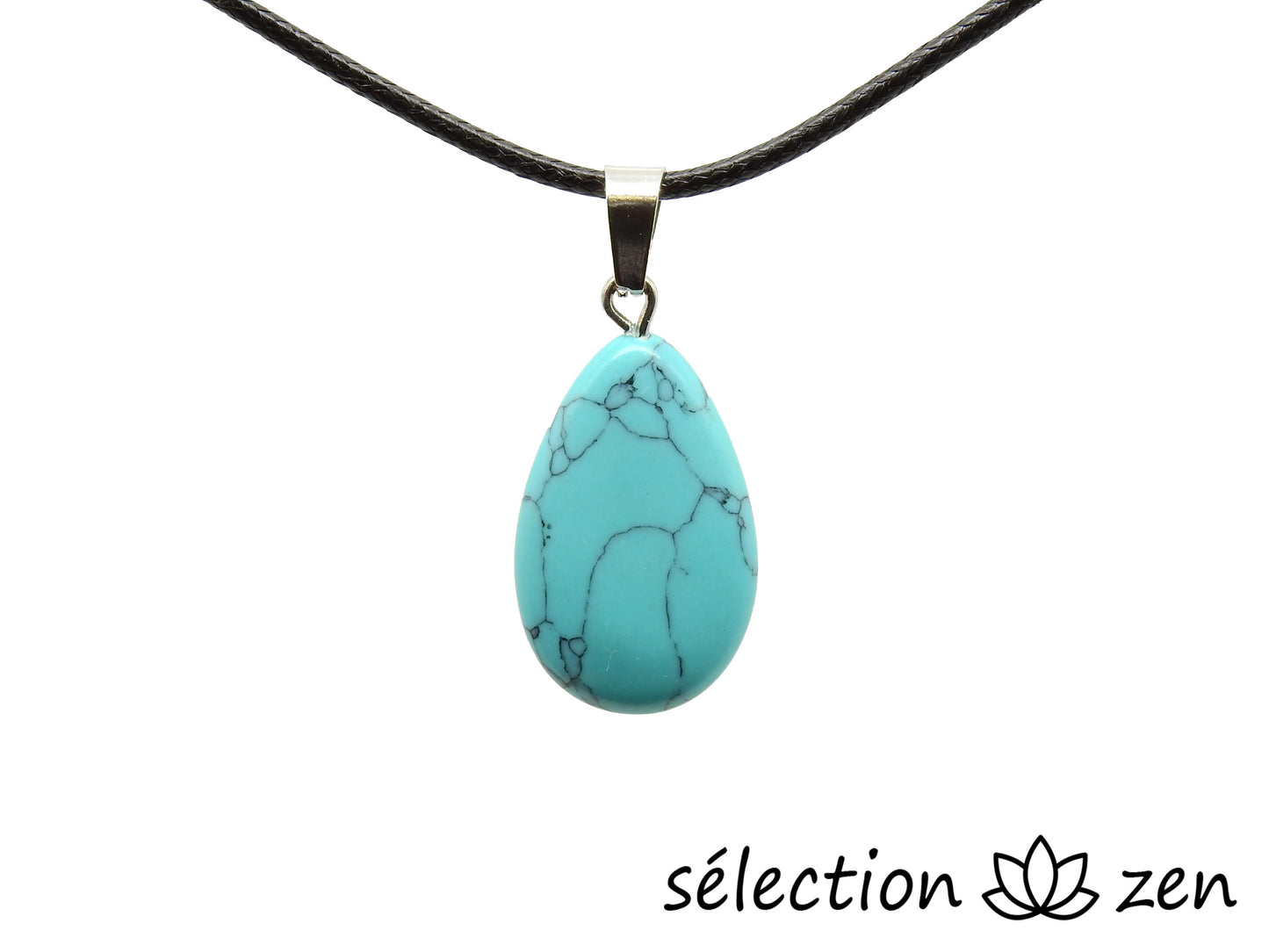 pendentif goutte plate howlite turquoise selection-zen
