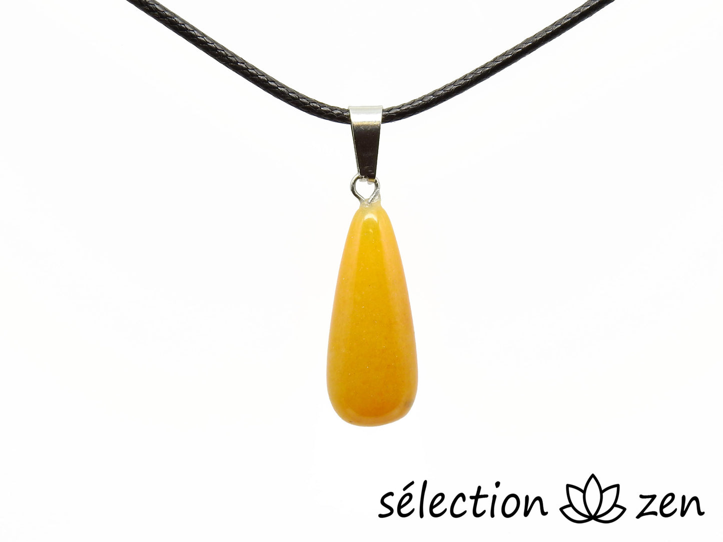 pendentif goutte longue calcite orange selection zen