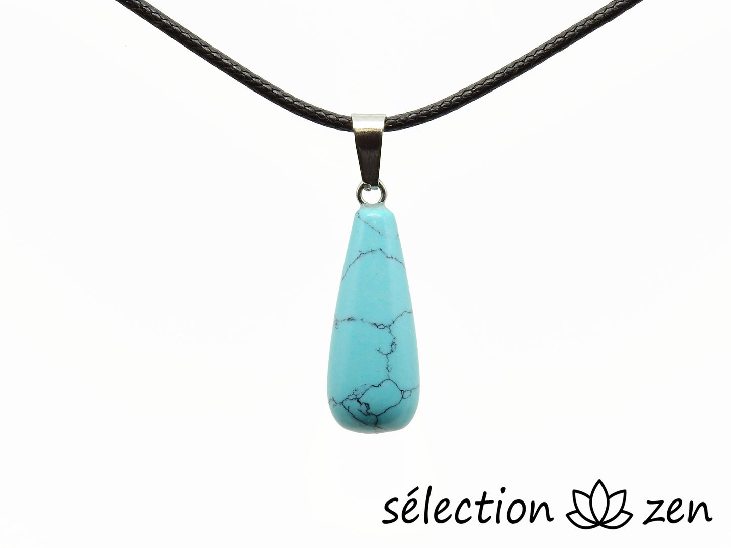 pendentif goutte longue howlite turquoise selection zen