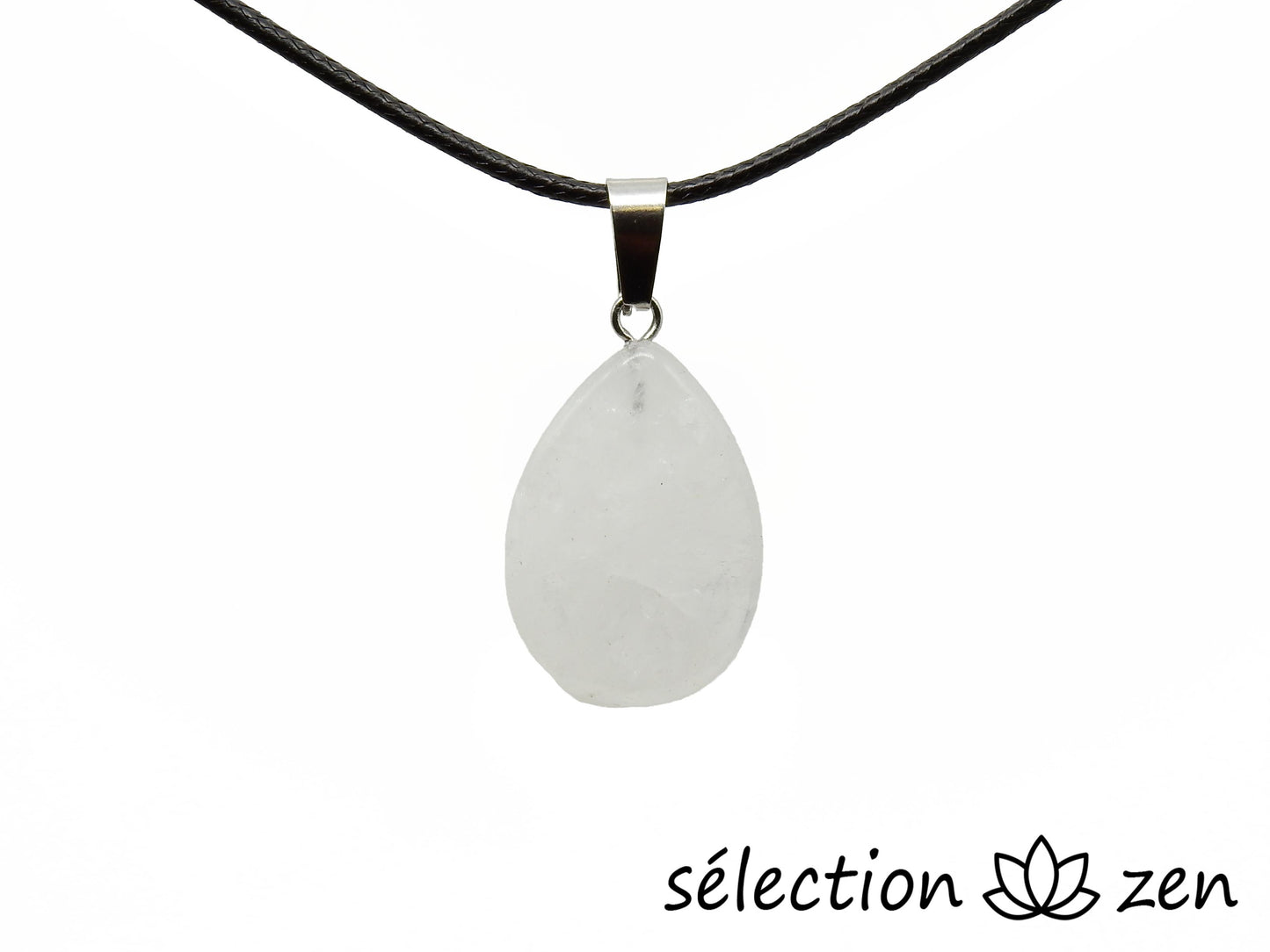 pendentif goutte plate quartz blanc selection-zen