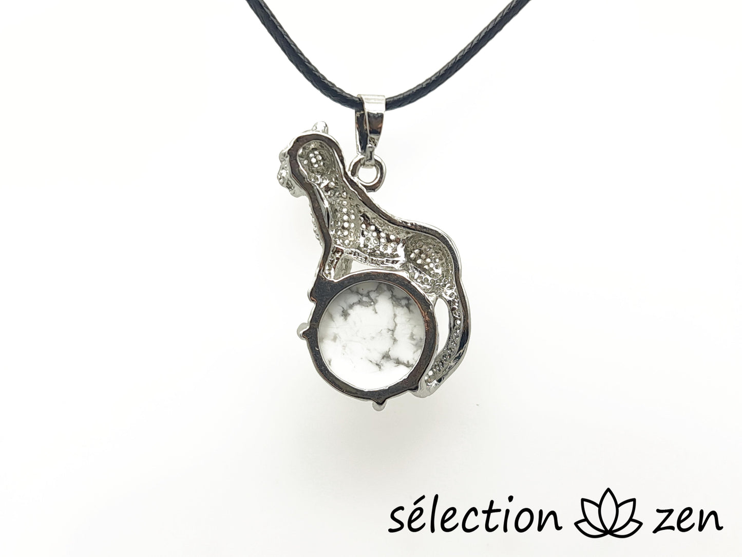 selection zen pendentif leopard howlite blanche