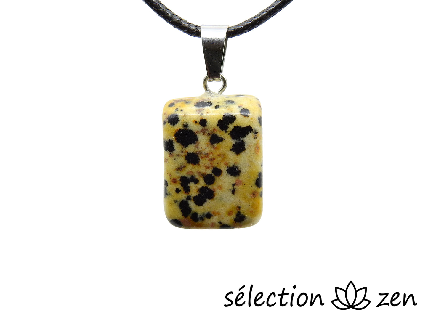selection-zen pendentif pierre roulée jaspe dalmatien