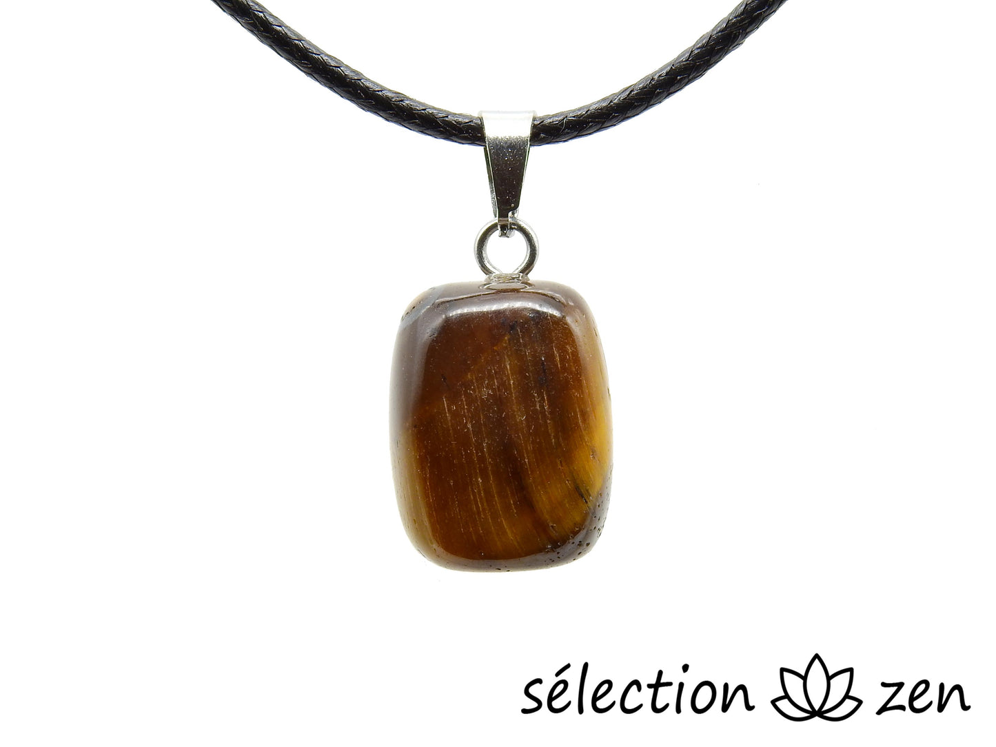 selection-zen pendentif pierre roulée oeil de tigre jaune