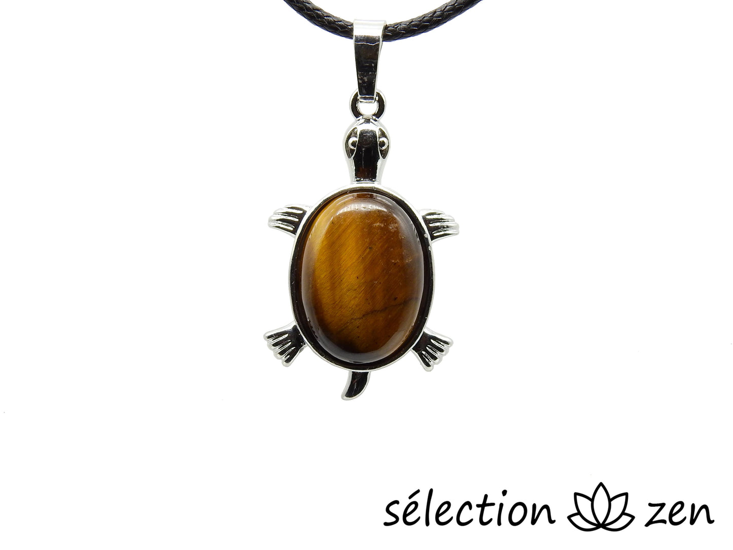 Pendentif tortue œil de tigre jaune