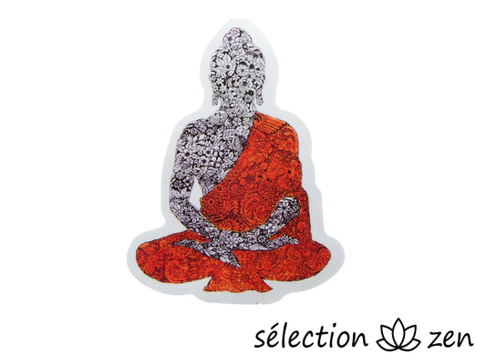 selection-zen autocollant bouddha noir et rouge fleurs selection zen