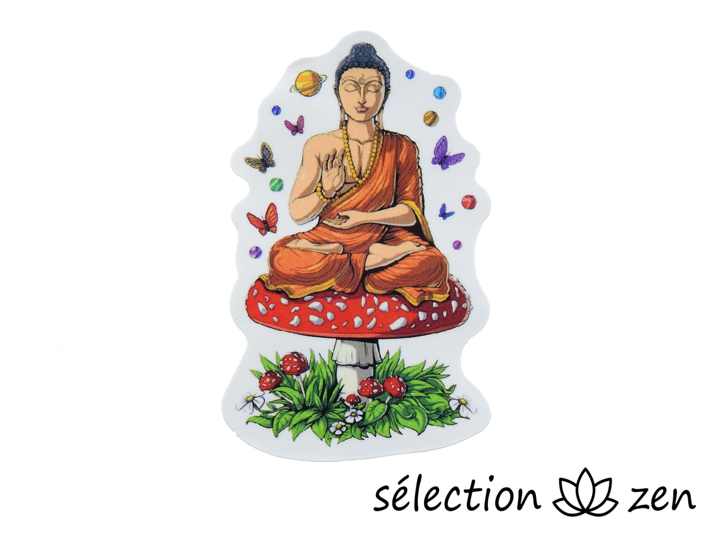 autocollant bouddha champignons et papillons selection-zen