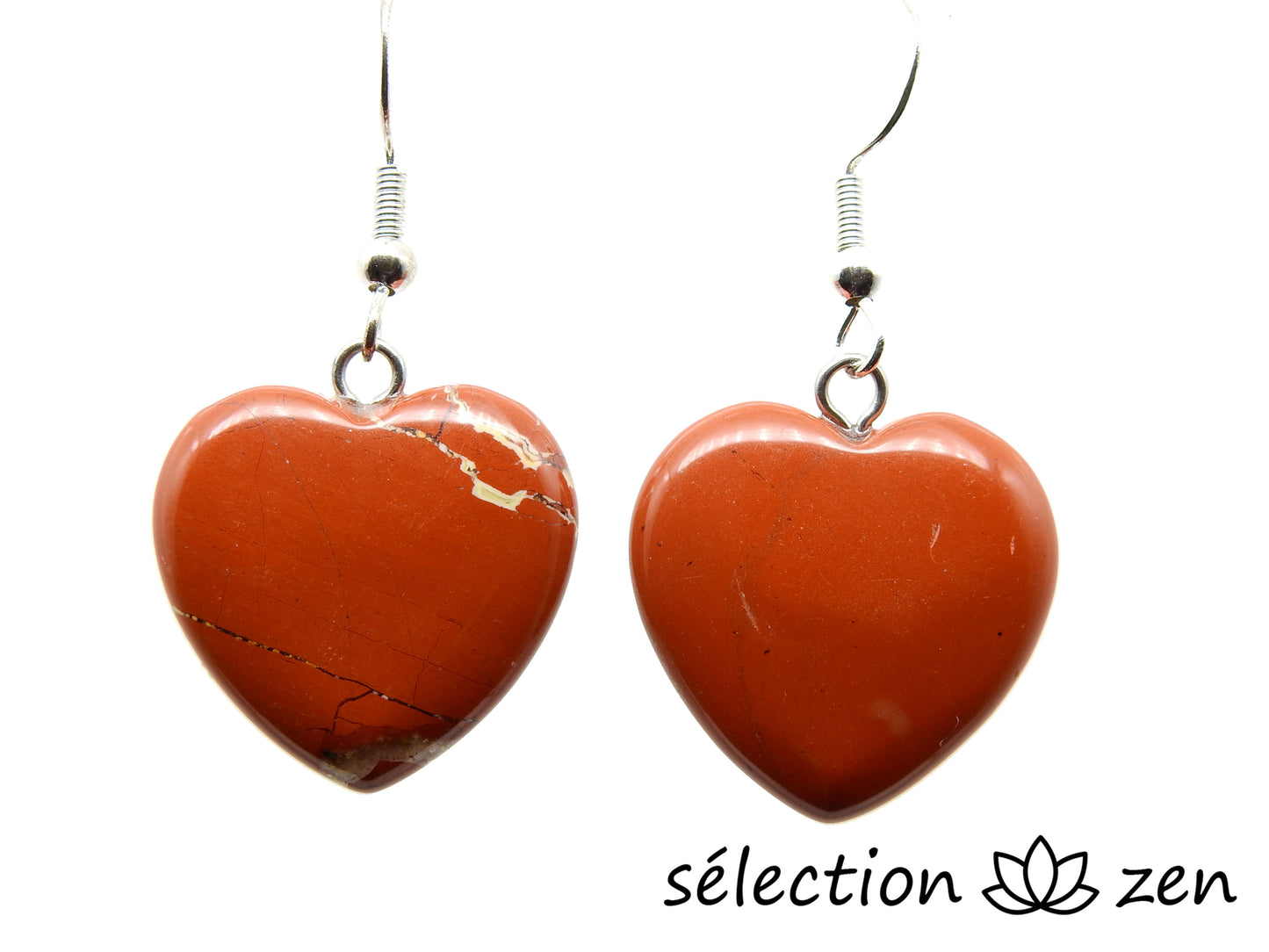 selection-zen boucles d'oreilles coeurs jaspe rouge