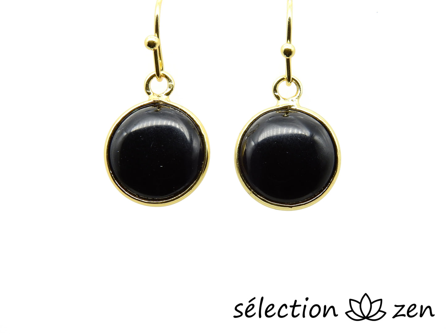 agate noire boucles d'oreilles rondes élégance selection zen