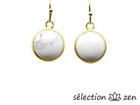 boucles d'oreilles rondes élégance howlite blanche selection-zen