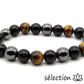 selection zen bracelet œil de tigre jaune hématite obsidienne 10mm