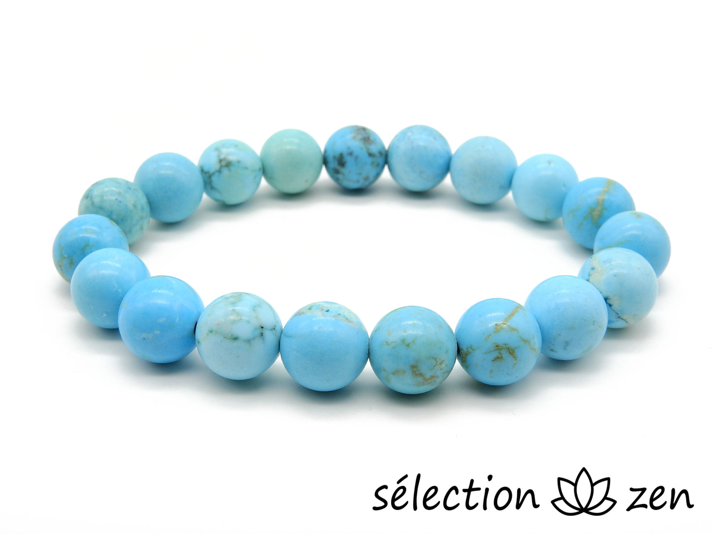 bracelet 10mm howlite turquoise selection-zen