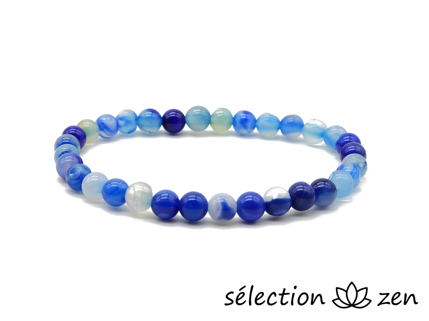 selection zen bracelet agate bleue 6mm