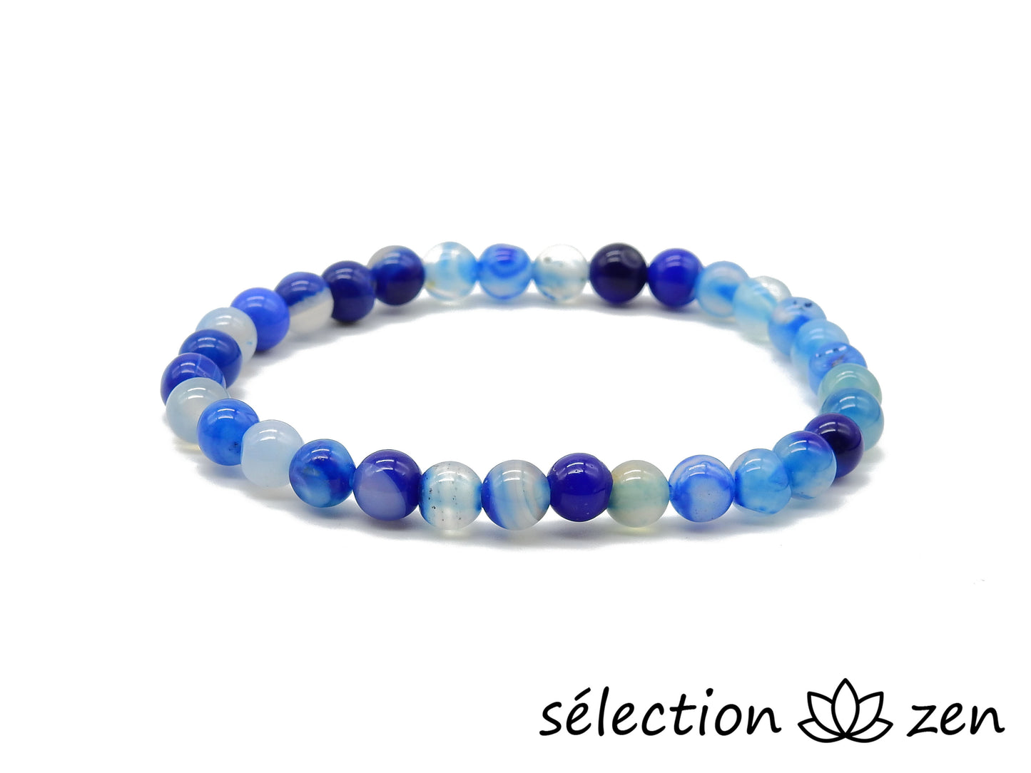 agate bleue bracelet 6mm selection-zen