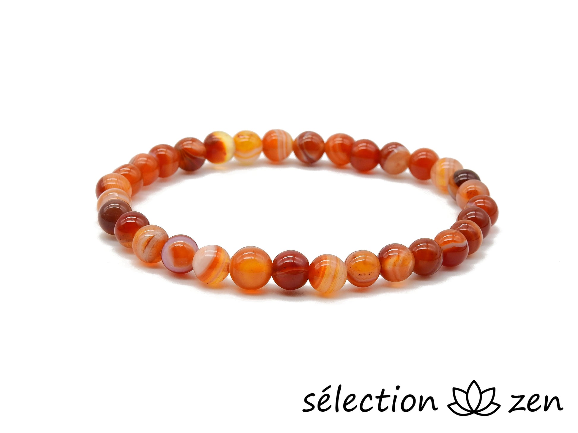 selection zen bracelet agate rouge bandes 6mm