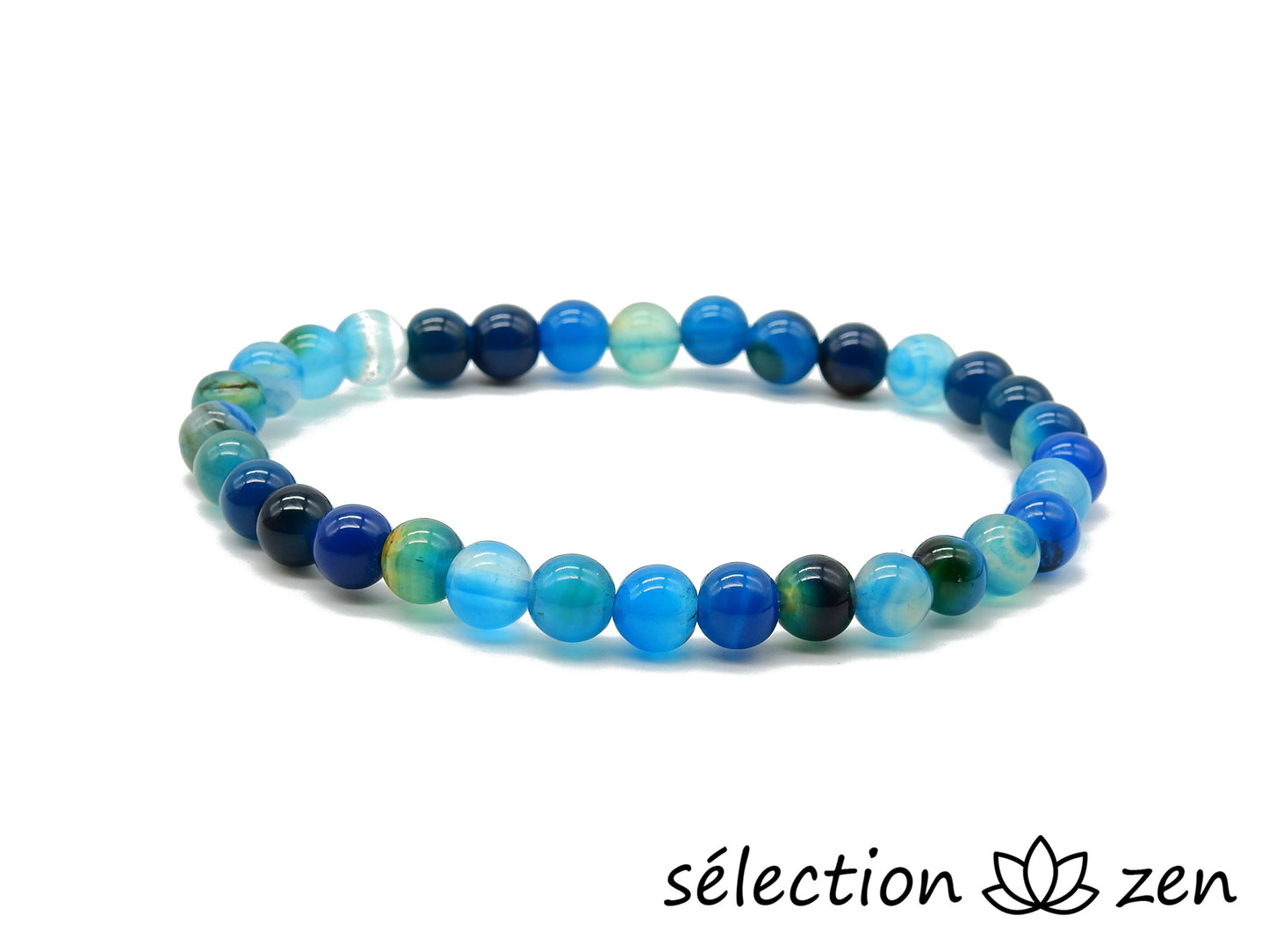 agate bleu turquoise bracelet 6mm selection zen