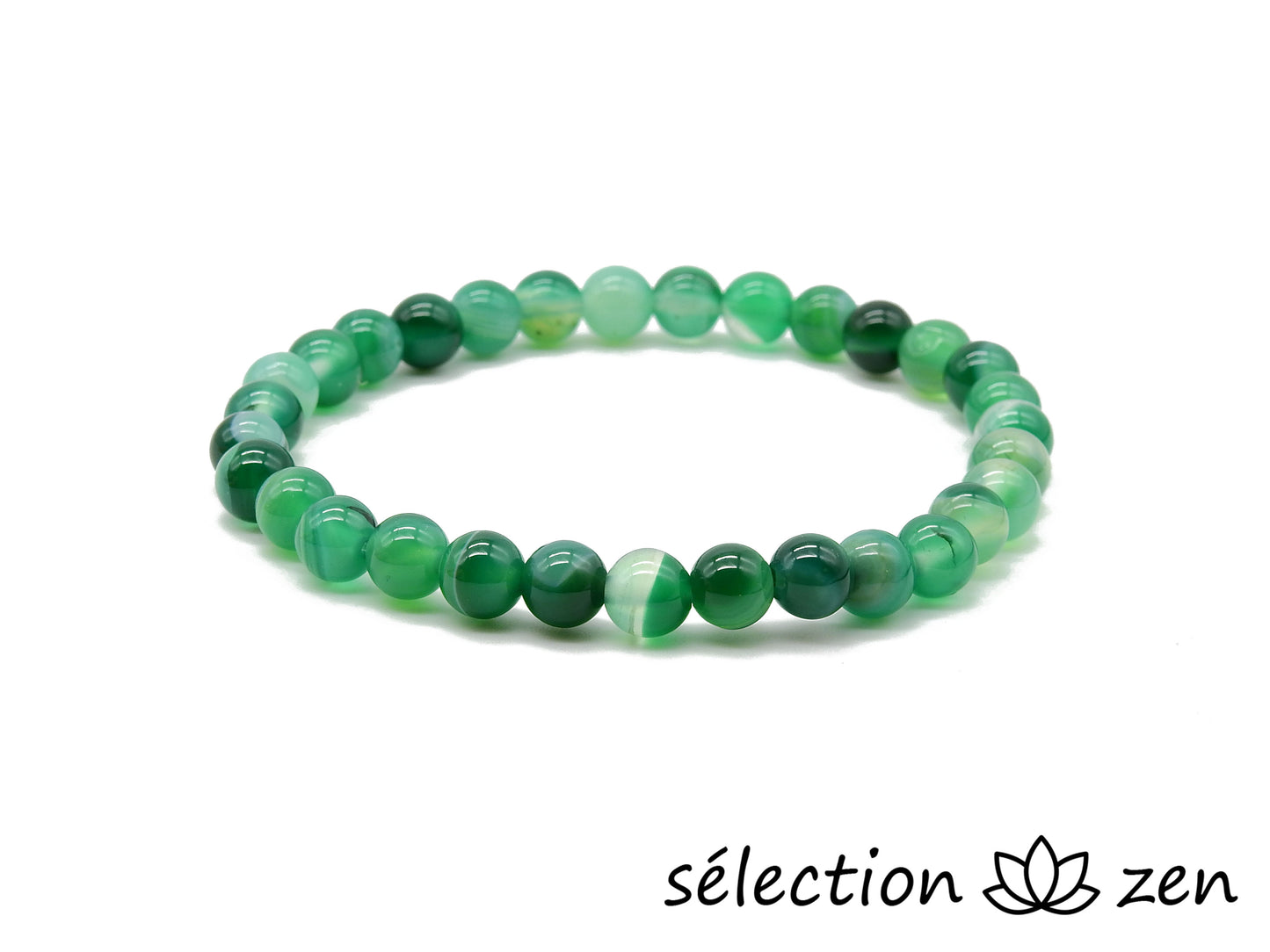 selection zen bracelet agate verte 6mm