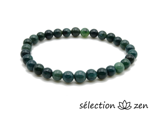 selection zen bracelet 6mm mix agate indienne et agate mousse 