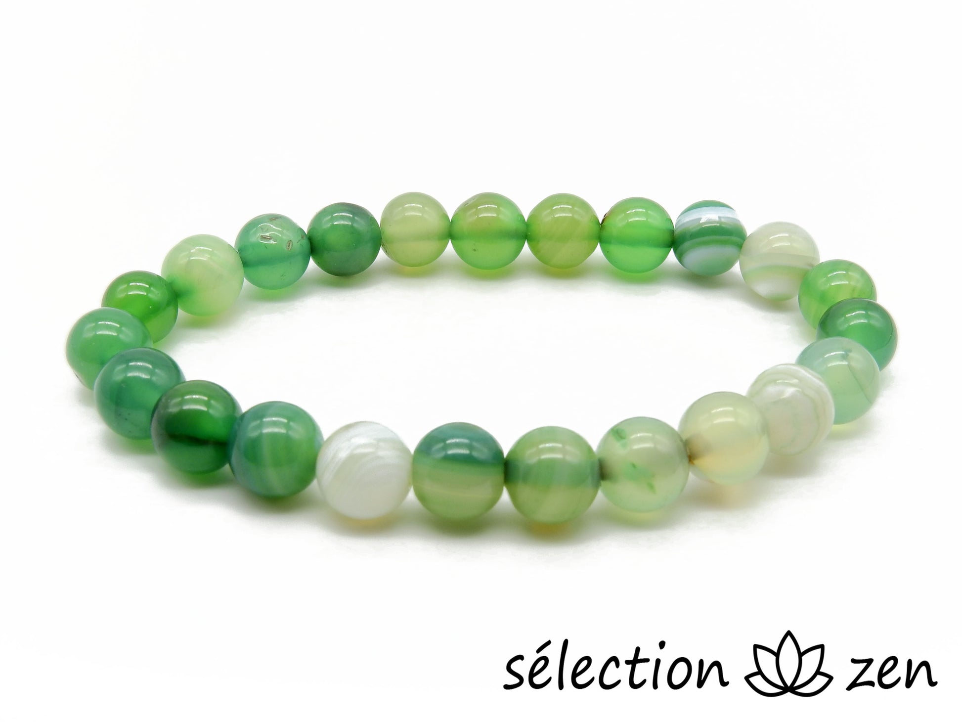 selection-zen bracelet 8mm agate verte