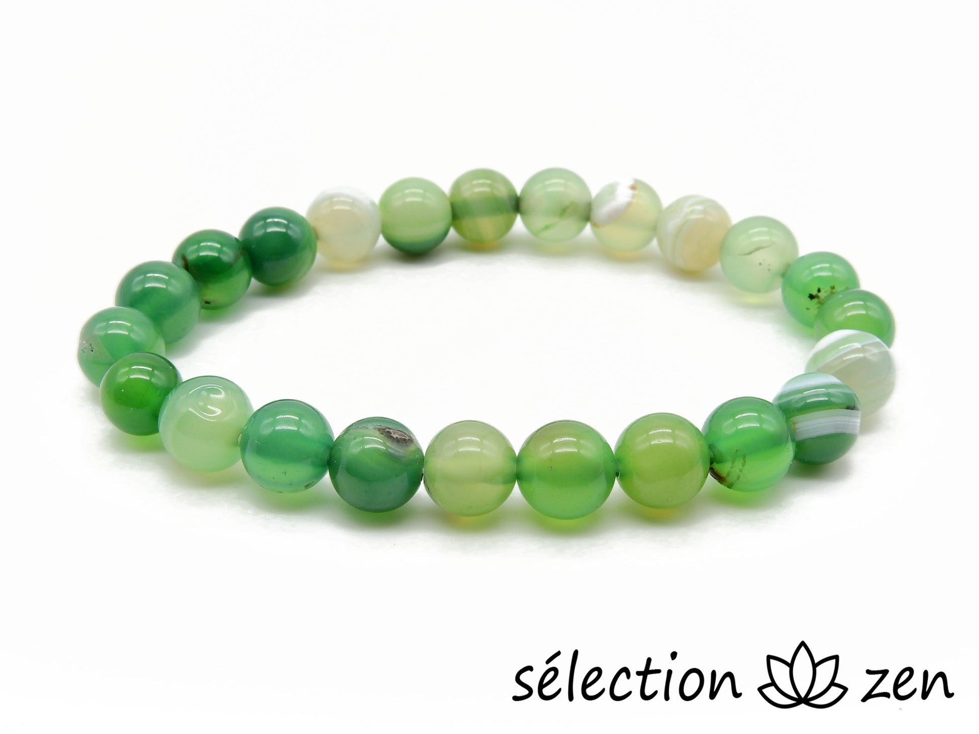 selection zen bracelet agate verte 8mm