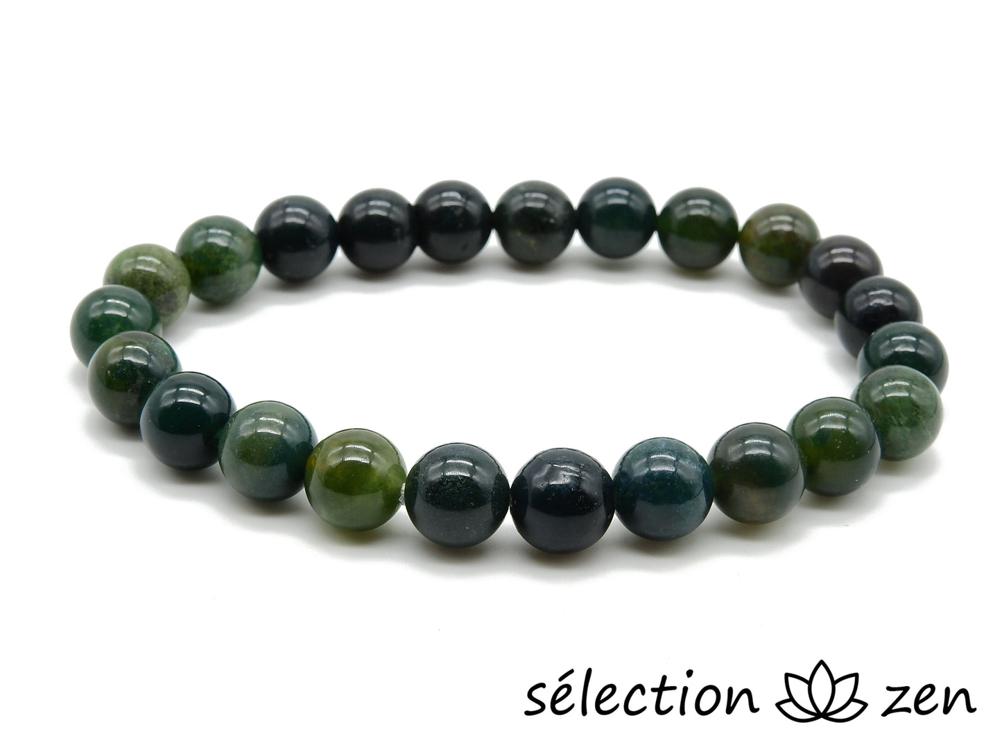 selection-zen bracelet 8mm mix agate indienne et agate mousse 