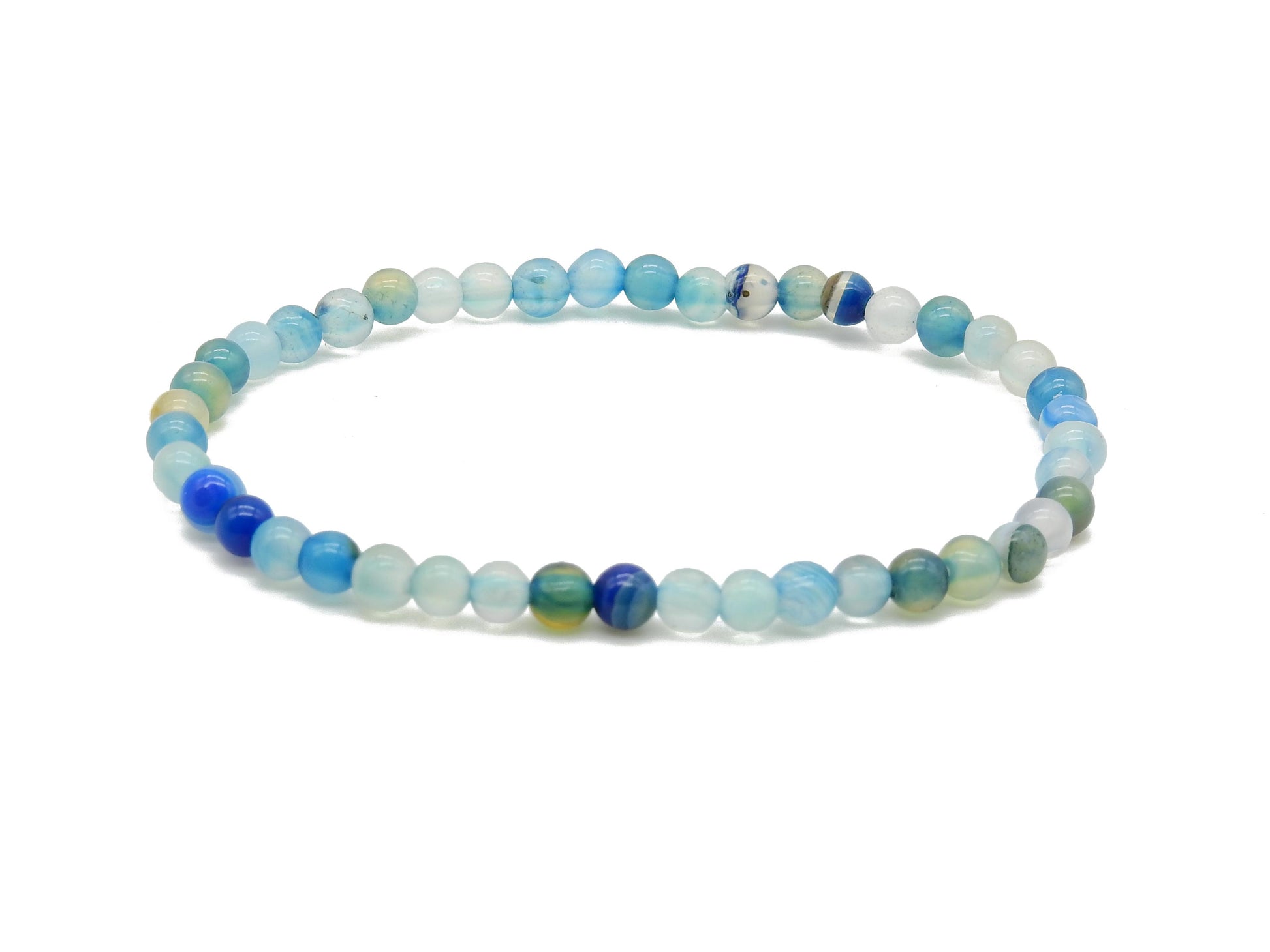 bracelet 4mm agate bleue élastique selection-zen