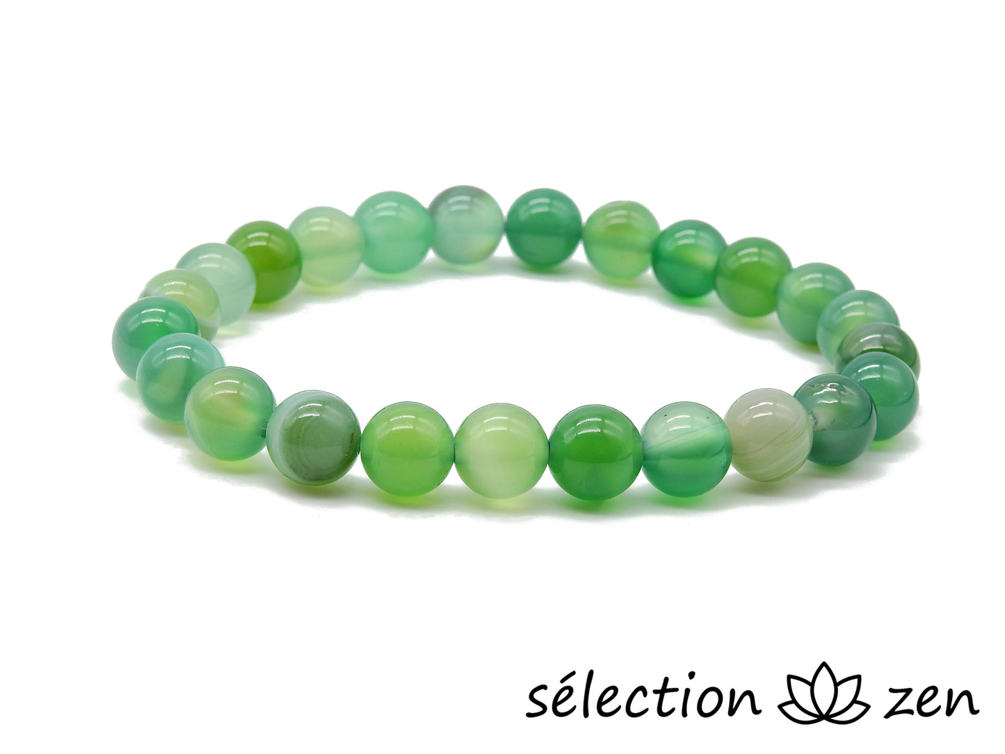 selection zen bracelet agate verte 8mm