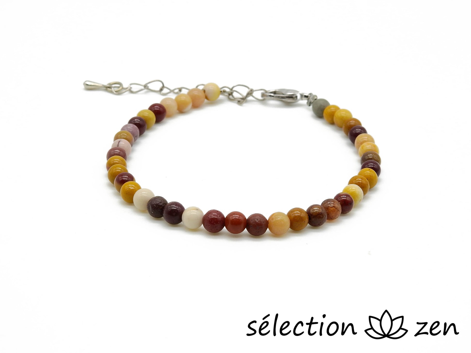 selection zen bracelet réglable 4mm jaspe mokaite
