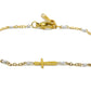 selection zen bracelet réglable religieux doré et blanc avec croix dorée et chaine de réglage