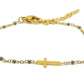 selection zen bracelet réglable religieux doré et gris avec croix dorée et chaine de réglage dorée