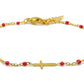 selection zen bracelet religieux réglable doré et rouge croix dorée et chaine de réglage dorée