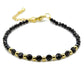 selection zen bracelet réglable doré duo à facettes 3mm et 4mm agate noire avec chaine de réglage dorée
