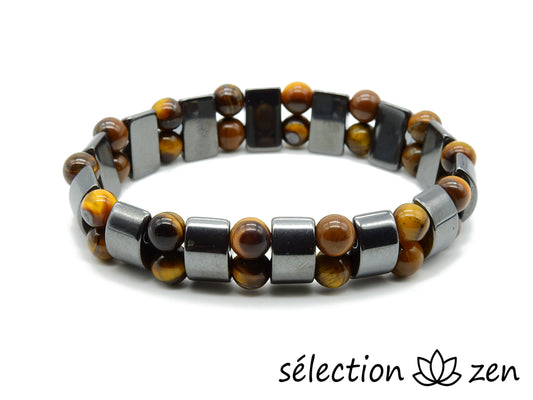 bracelet hématite double oeil de tigre jaune 6mm selection-zen