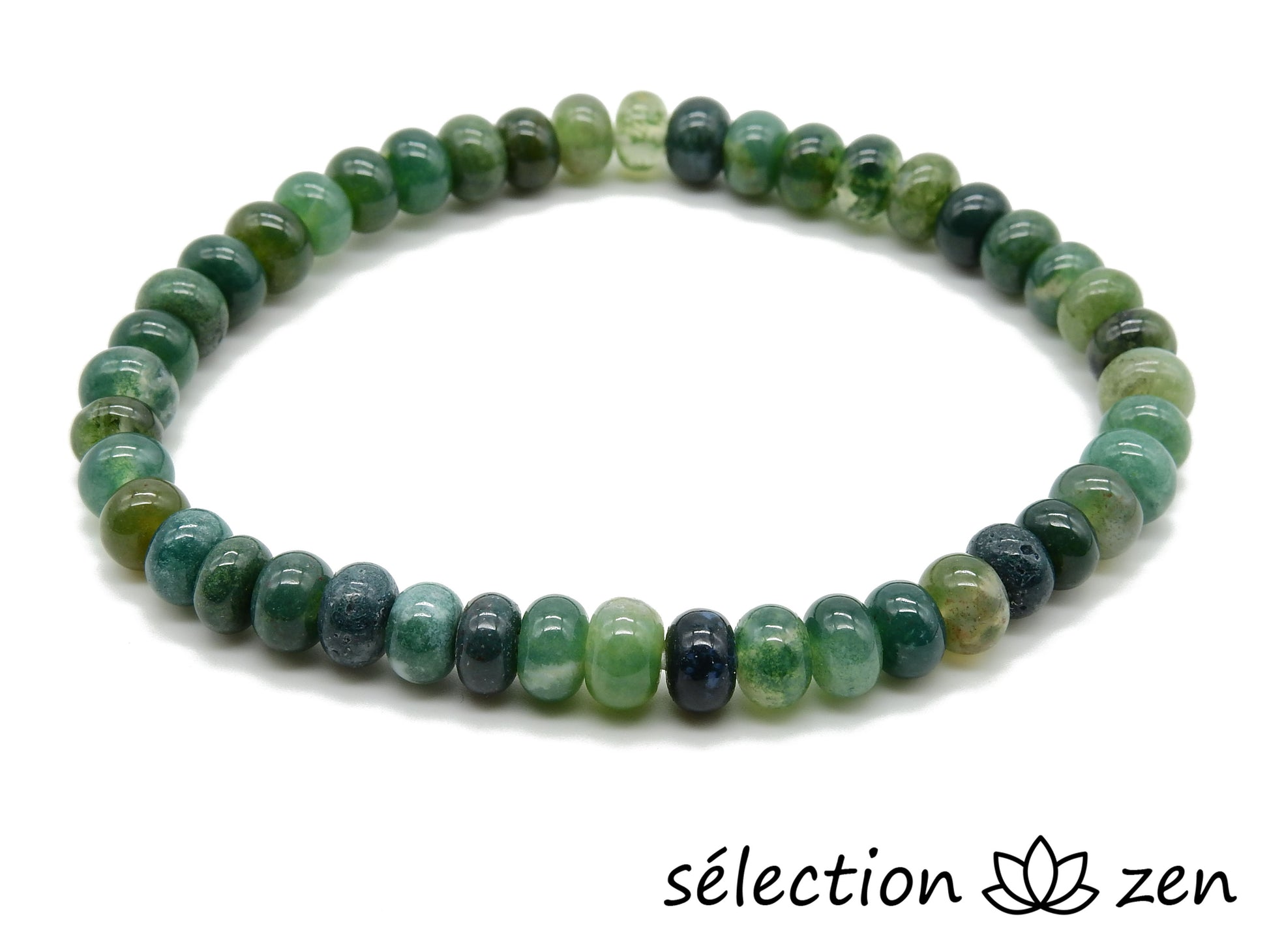 selection zen bracelet perles plates 6mm agate mousse