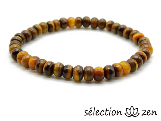 selection-zen bracelet 6mm perles plates oeil de tigre jaune