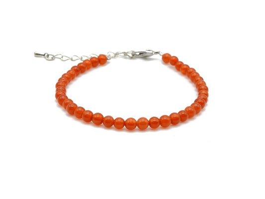 Bracelet réglable argenté 4mm agate rouge