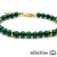 bracelet réglable malachite 6mm avec chainette dorée et coeur doré selection zen