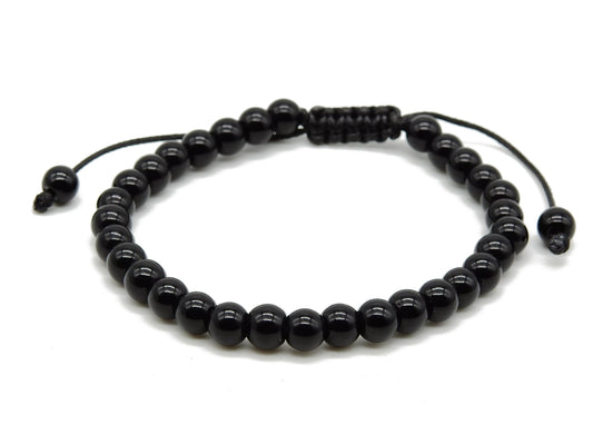 selection zen bracelet réglable 6mm onyx noir brillant