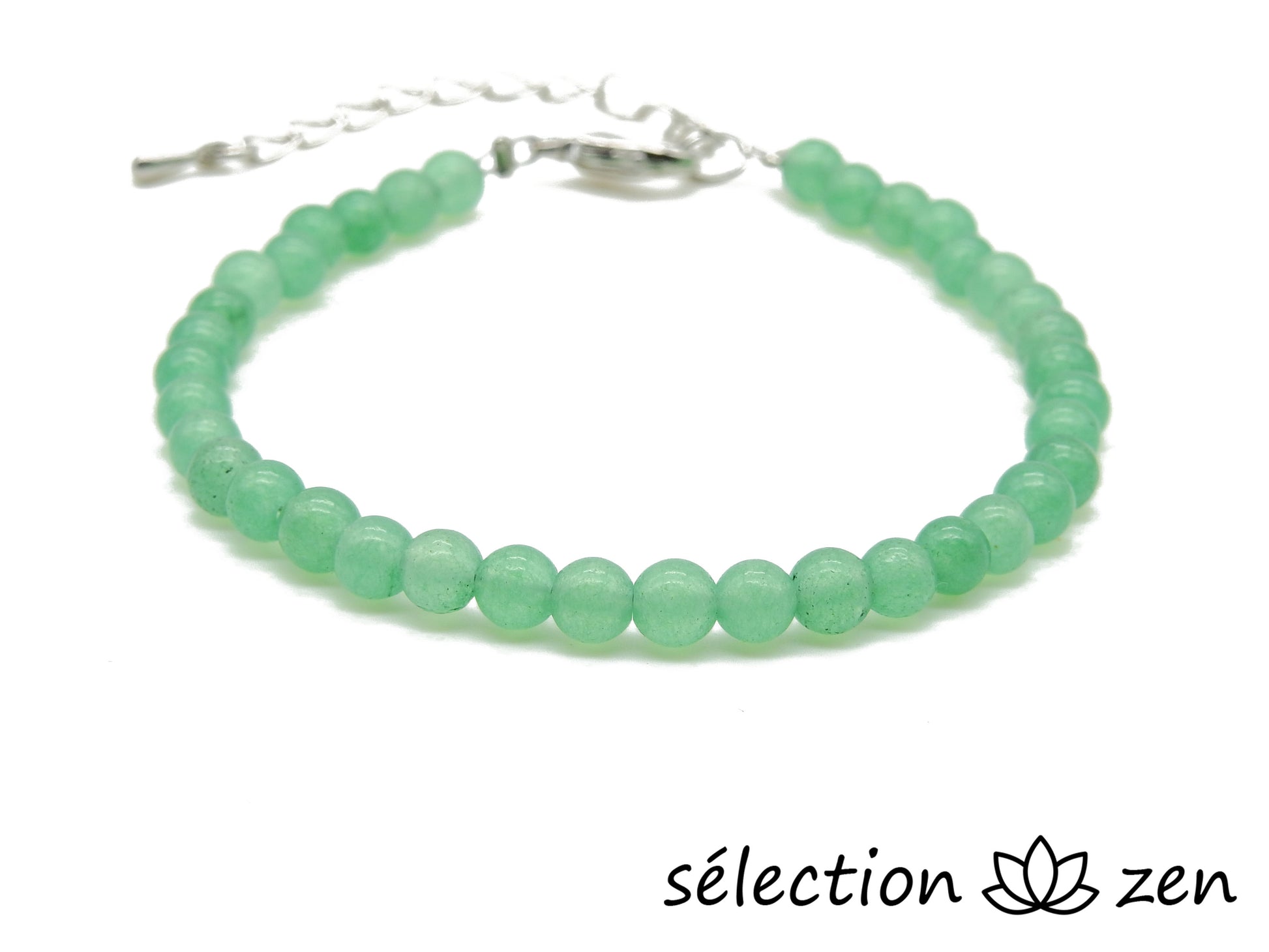 bracelet argenté réglable 4mm aventurine selection-zen