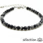 selection zen bracelet réglable argenté 4mm obsidienne flocon de neige