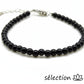 bracelet réglable argenté 4mm onyx noir brillant selection zen