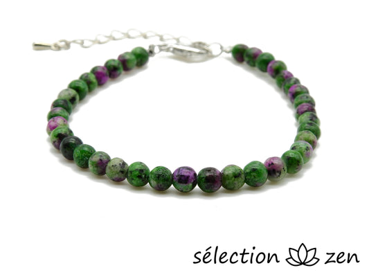 selection-zen bracelet réglable argenté 4mm rubis zoisite