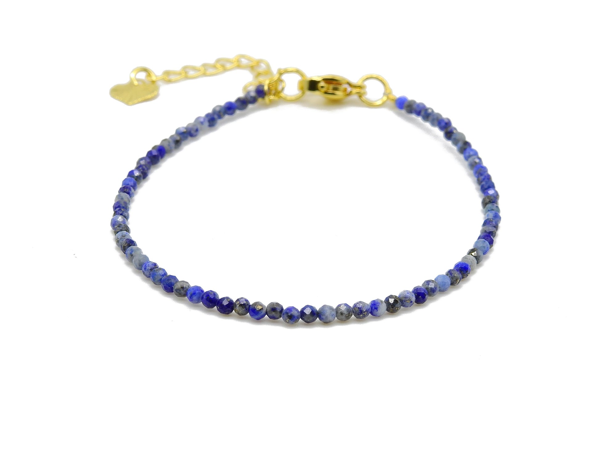 selection zen bracelet réglable doré 2mm à facettes lapis lazuli