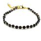 selection zen bracelet réglable doré perles à facettes en agate noire et perles dorées avec chaine de réglage dorée