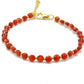 selection zen bracelet réglable doré perles à facettes en agate rouge et perles dorées avec chaine de réglage dorée