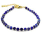 selection zen bracelet réglable doré perles à facettes en lapis lazuli et perles dorées avec chaine de réglage dorée