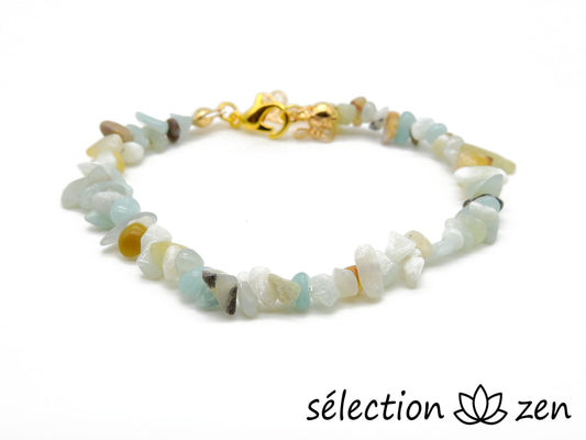 bracelet réglable doré pierres irrégulières amazonite selection-zen