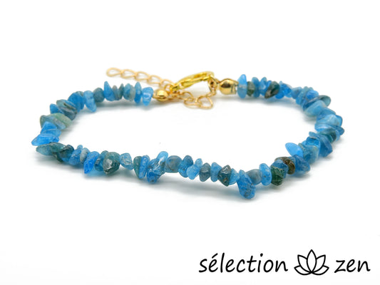 selection zen bracelet réglable doré pierres irrégulières apatite