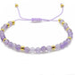 selection zen bracelet réglable perles à facettes 4mm améthyste avec perles dorées 3mm sur cordon violet