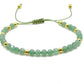 selection zen bracelet réglable perles à facettes 4mm aventurine et perles fantaisies dorées 3mm sur cordon vert