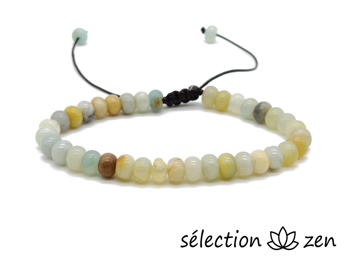 selection zen bracelet réglable perles plates 6mm amazonite